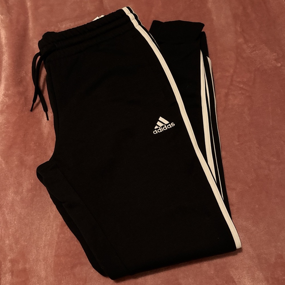Women’s Adidas black and white fleece joggers